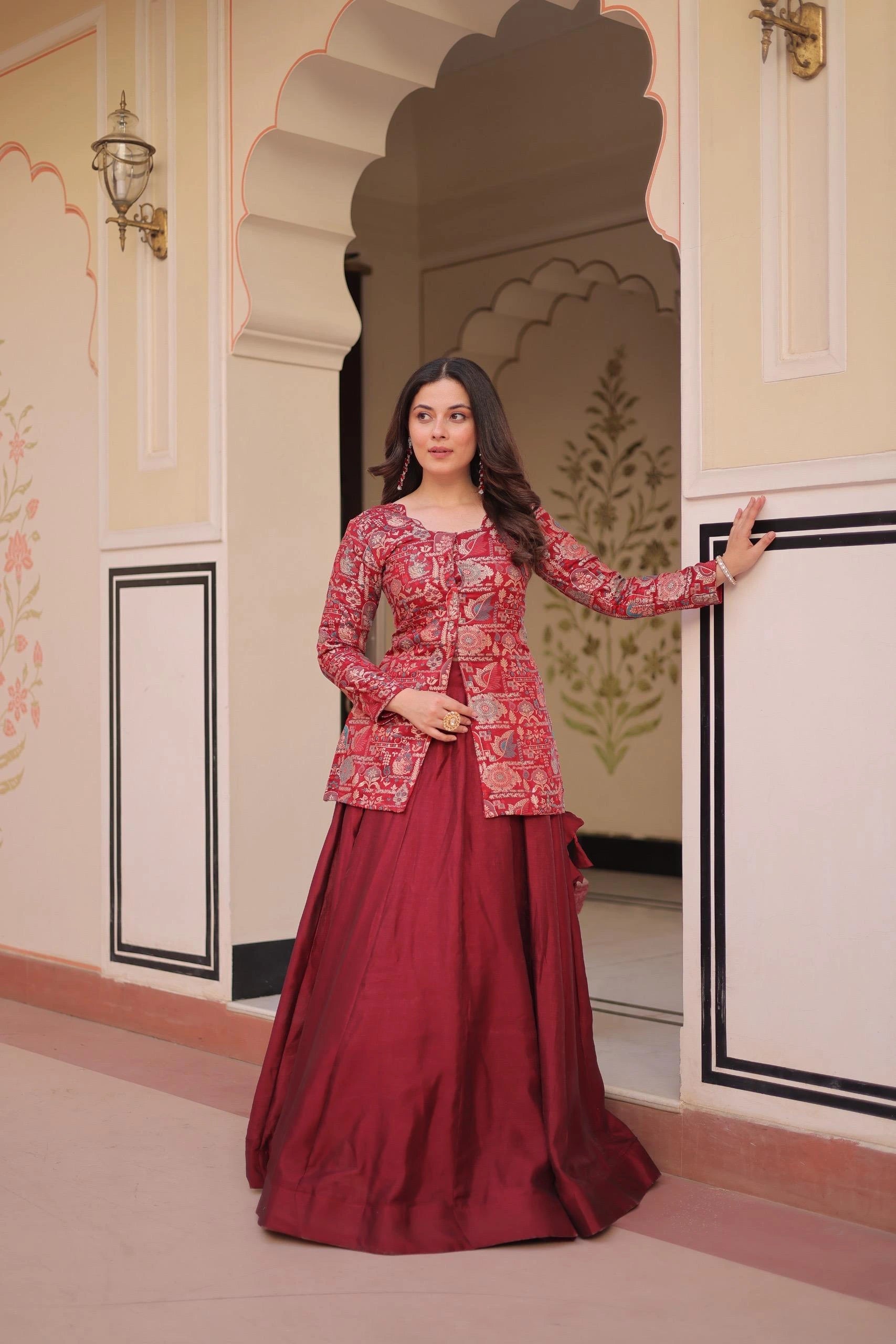 Maroon Vichitra Lehenga